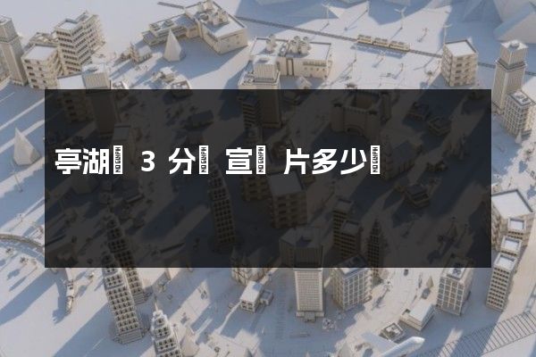亭湖區3分鐘宣傳片多少錢